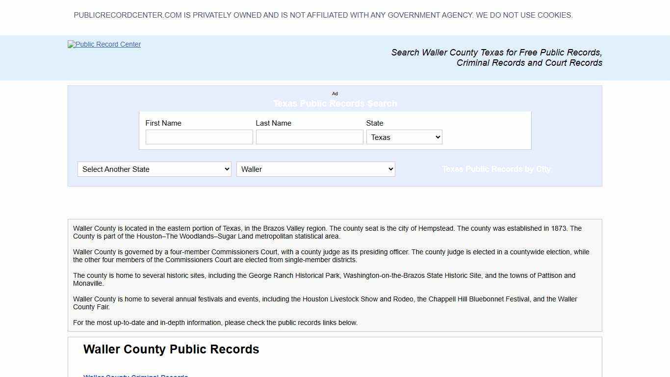 Waller County Texas Free Public Records - Court Records - Criminal Records