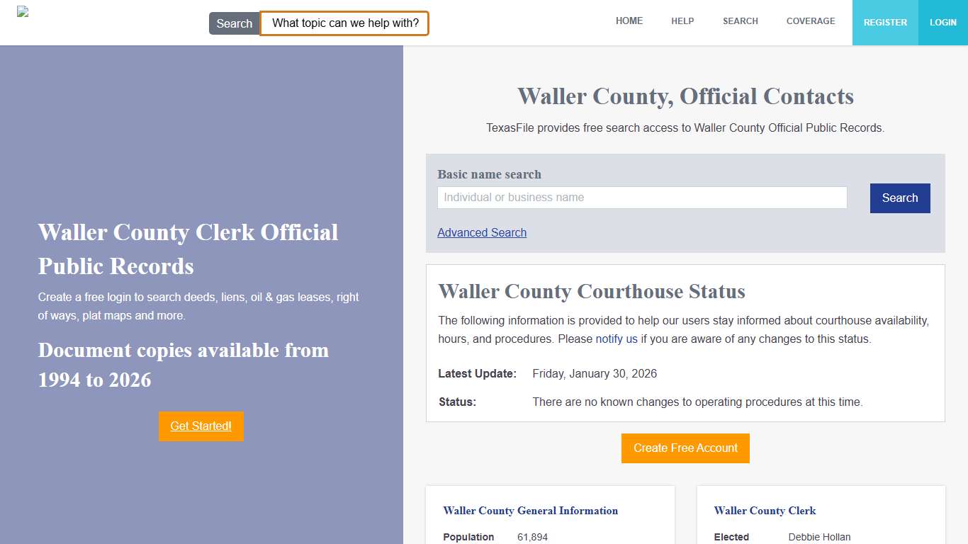 Waller County Clerk Official Public Records TexasFile